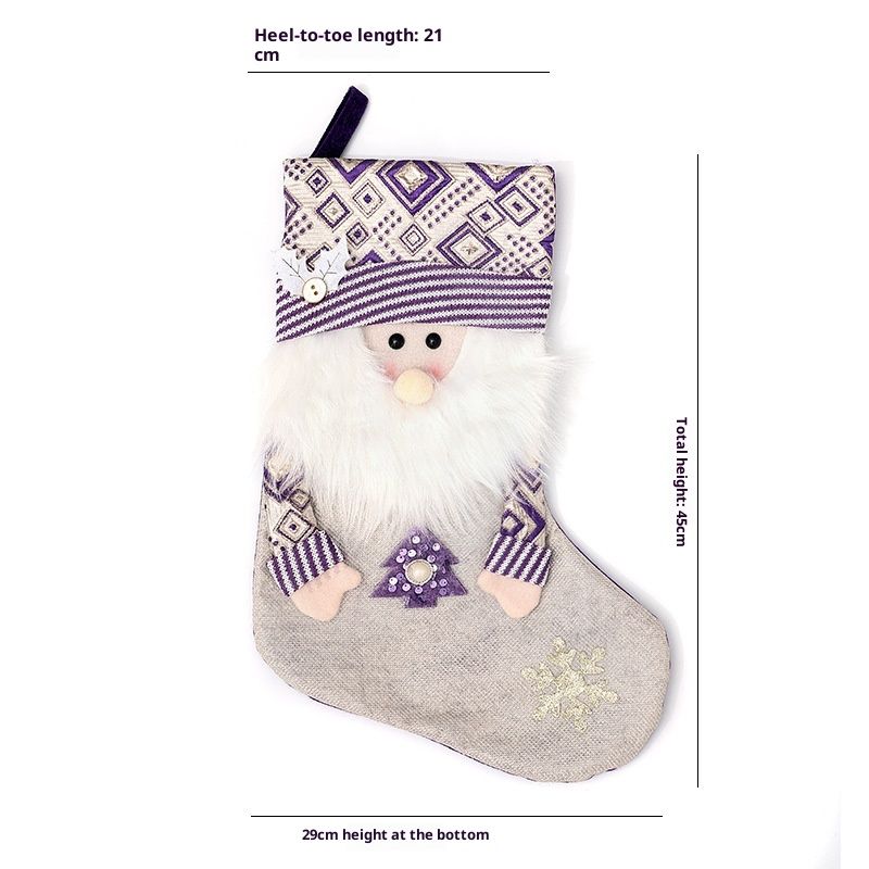 001 New Christmas Decorations Purple Santa Claus Creative Decorative Socks Holiday Gift Bag_desvips.com