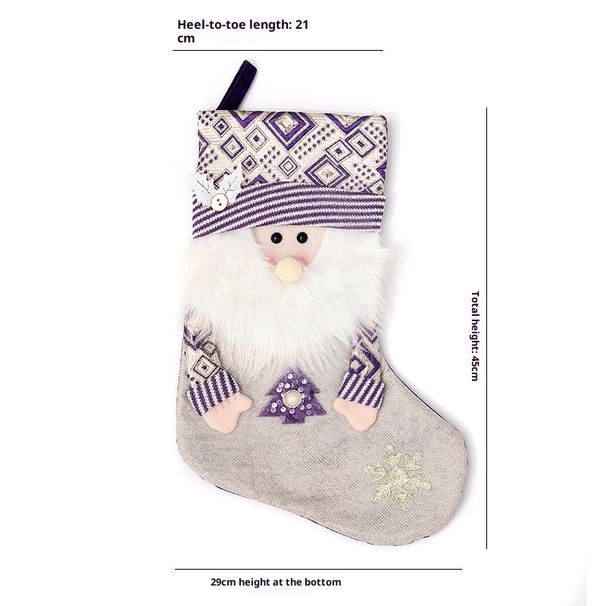 001 New Christmas Decorations Purple Santa Claus Creative Decorative Socks Holiday Gift Bag_desvips.com