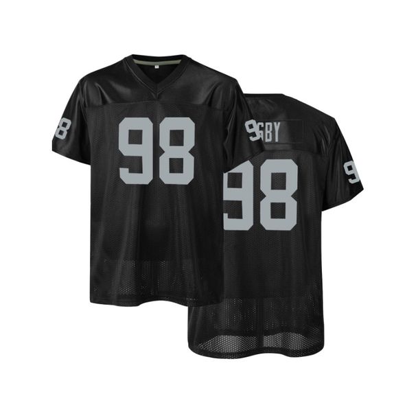 Men's #98 Retro Black Mesh Sports Jersey Breathable Short SleeveT-Shirt Athletic Top For Training & Casual Wear Football_desvips.com