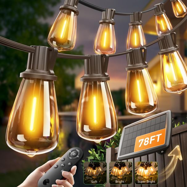 addlon 102FT (96+6) Solar String Lights Outdoor With Remote, Last 30+ Hours_desvips.com