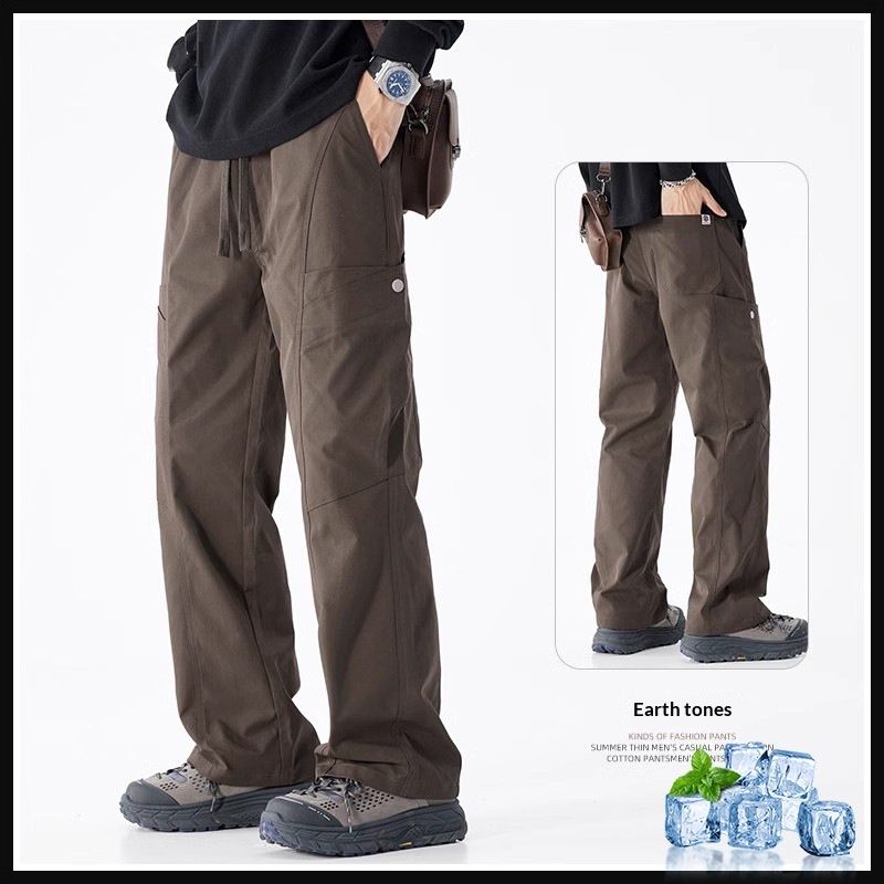 001 American Style Workwear Casual Men Straight Loose 2025 New Wide-Leg Outdoor Cargo Pants Autumn Winter Fleece-Lined_desvips.com