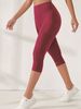 Side Pockets Calf Length Yoga Solid Color High Elasticity Leggings High Waist For Women Tummy Control Workout Pants_desvips.com