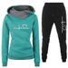 Women's Clothing Women's sweater suit, hoodie, two piece set, electrocardiogram, love map, trendy new style, women's trousers, long sleeves_desvips.com