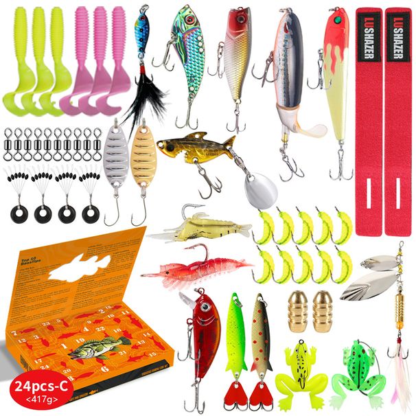Shark Scavener|24-piece Blind Box Set Of Lure Sequin Soft Baits, Vib Minnows, And Fro Lures In Neutral_desvips.com