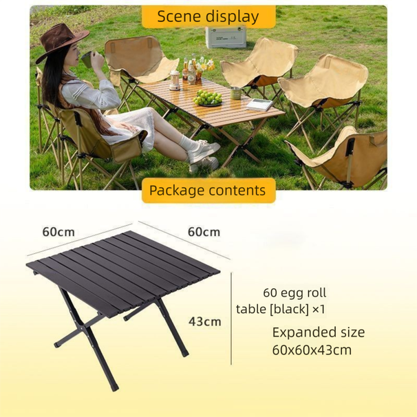 Outdoor Folding Egg Roll Table And Chairs Multi-Functional Household Full Set Durable New Lazy Portable Camping Picnic_desvips.com