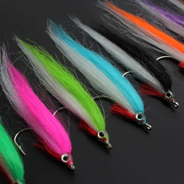 Tigofly 20 Pcs UV Colors 1/0 High Carbon Hook Polar Fry Salmon Trou Sea Bass Seelhead Minnow Fly Fishing Flies Lure_desvips.com