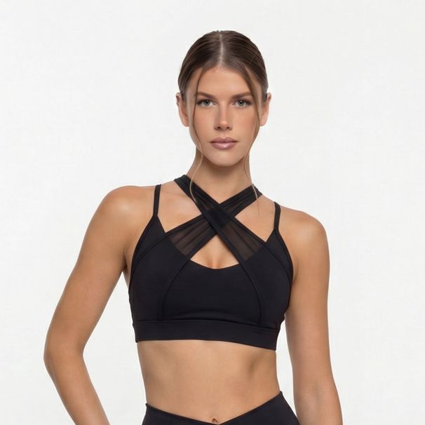 Cross-border Mesh Sports Bra Set Sexy Inner Fitness Cycling Sportswear Pilates Yoga Wear Vest Style_desvips.com