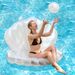 Mermaid Shell Inflatable Float - Pearl Accents & Fan-Shaped Seat (Instagrammable Pool Float For Adults Waterproof & Heavy-Duty PVC)_desvips.com