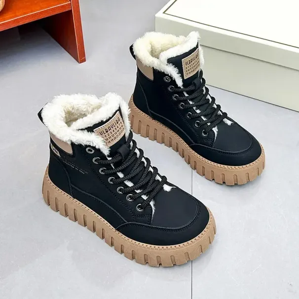 Platform Snow Boots Women In Casual Sports Skateboard Shoes Winter Fashion Plus Fur Warm Ankle Boot Footwear Sneaker_desvips.com