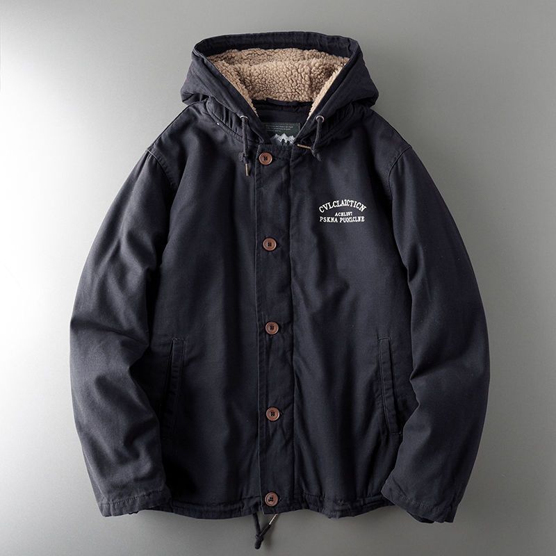 Men's Winter Fleece-Lined Hooded Jacket - Soft Cotton Outerwear With Thick Warm Padding, Lightweight & Comfortable For Outdoor Travel_desvips.com