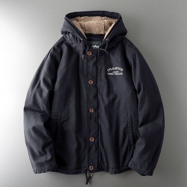 Men's Winter Fleece-Lined Hooded Jacket - Soft Cotton Outerwear With Thick Warm Padding, Lightweight & Comfortable For Outdoor Travel_desvips.com