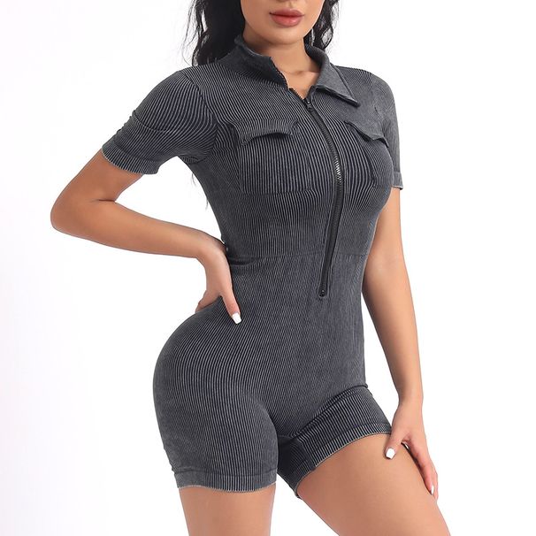 New Zipper Suit Yoga Jumpsuit For Women Running Fitness Tight Sports One-Piece Outfit_desvips.com