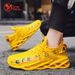 YRZL Mens Lightweight Comfortable Mesh Breathable Sneakers Green Casual Thick Sole Running Shoes For Men_desvips.com