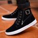 2025 Spring New Martin Boots Belt Buckle Trendy Board Korean High Top British Style Casual Men's Shoes_desvips.com