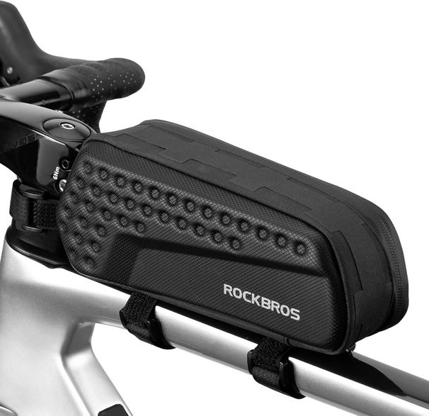 ROCKBROS Top Tube Bag Bicycle Bag Hard Shell Bicycle Frame 1.1L Black DHL_desvips.com