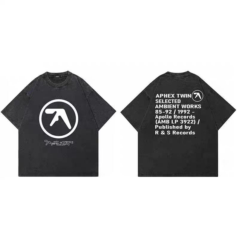 2025 New APHEX Front And Back Printed T-Shirt Top Versatile Casual Trendy Round Neck Short Sleeve_desvips.com