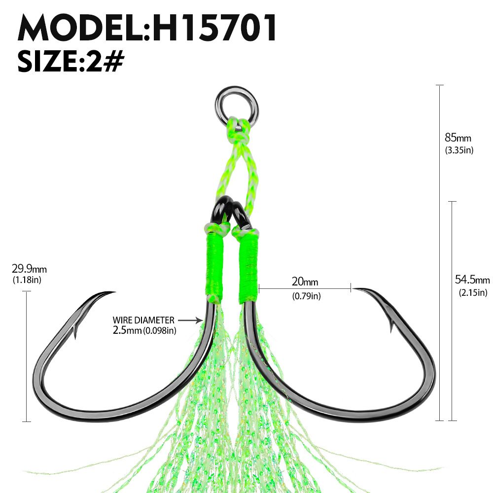 Tie Hair Iron Plate Lure Double Strong Horse Main Line Auxiliary Sea Boat Fishing Hook 2 Pairs/Pack_desvips.com