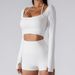 Spring/Summer Women's Halter Neck Long Sleeve Yoga Wear Tight Ribbed Slimming Sports Bra Fitness Top_desvips.com