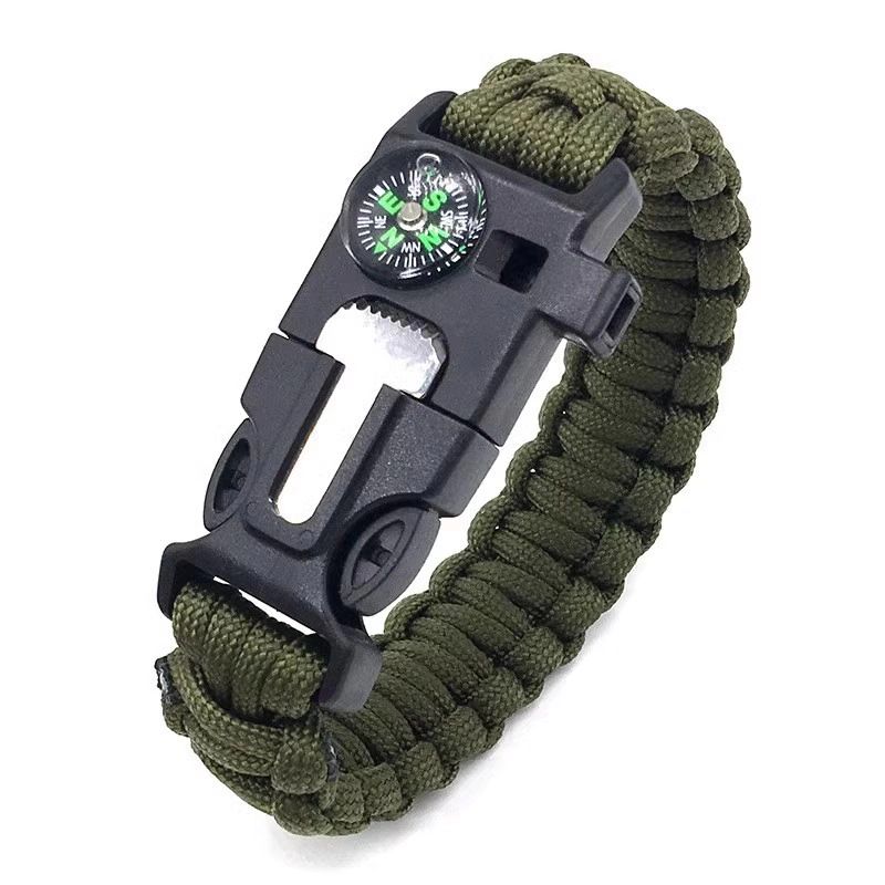 Multifunctional Outdoor Paracord Bracelet With Compass, Fire Starter, Mountaineering Strap, Rescue Whistle, Emergency_desvips.com