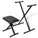 Black Steel X-Shaped Keyboard Stand And Stool Set - Adjustable Height - Foldable Design - Non-Slip Rubber End Caps - Easy Transport And Storage_desvips.com