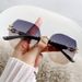 Trendy New Frameless Cut Edge For Women Large Frame Round Face Internet Celebrity Sunglasses UV Protection Goggles_desvips.com