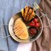 Stainless Steel Seafood Platter - Fried Chicken & Pasta Serving Tray With Red Handles (Multi-Purpose Appetizer/Dessert Plate)_desvips.com