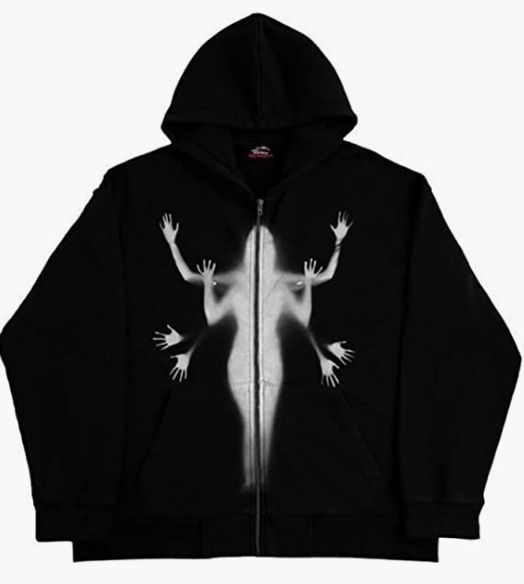 Street Hip Hop Gothic Y2k Black Zipper Hoodie Rock Harajuku Jacket Sweatshirt For Women_desvips.com