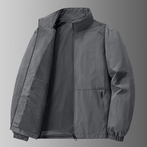 Cross-Border Jacket Spring Autumn 2025 Casual Plus Size Loose Stand Collar Top Men's Youth Trench Coat_desvips.com