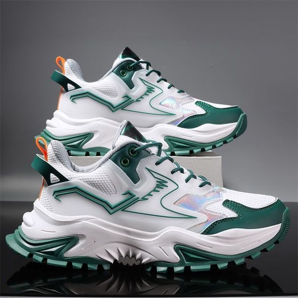 Men's Summer Thick-soled Casual Sports With Front Laces Fashionable Mesh Breathable Color Matching Shoes_desvips.com