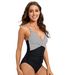 Women's Swimsuit New Striped One-Piece Sexy Backless Triangle Swimwear_desvips.com