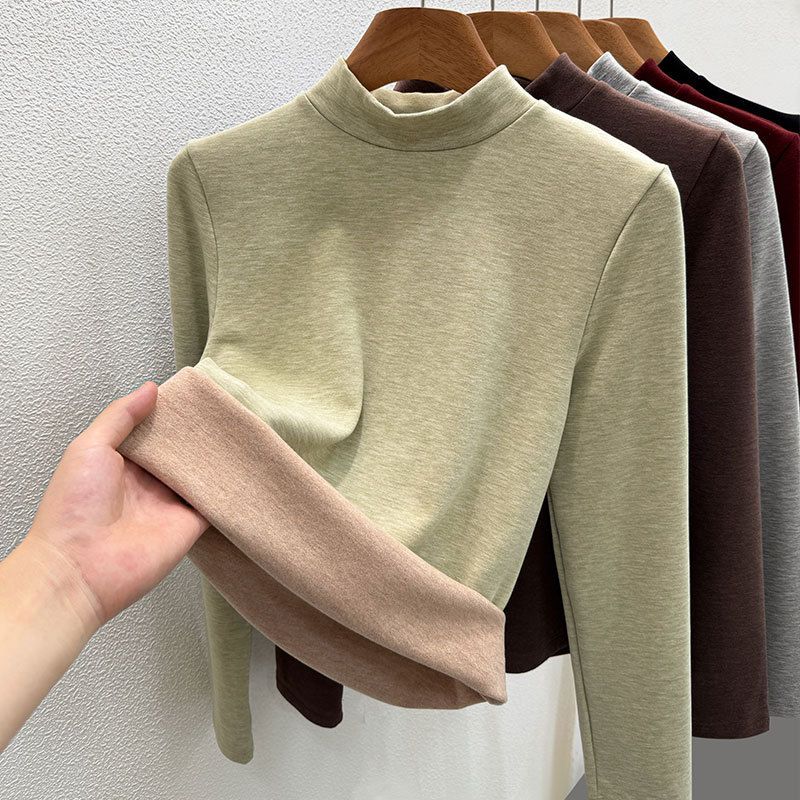 Women's Cashmere Silk Thermal Base Layer Top - High Neck Fleece Lined Winter Shirt For Warmth, Soft & Comfortable, Loose Fit, Long Sleeve_desvips.com