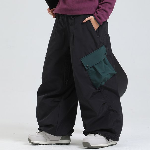 001 Winter New Women, Loose Cargo Style, Windproof, Waterproof, Breathable, American Style Professional Ski Pants For Men_desvips.com
