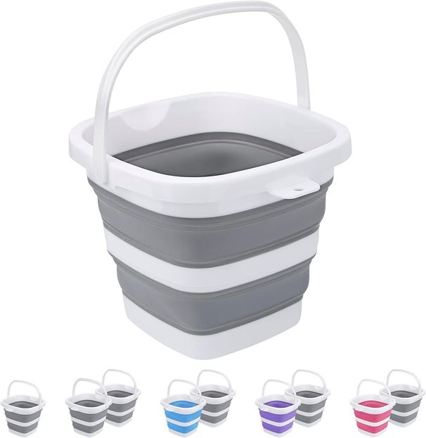 Collapsible Bucket, 5L 1.3Gallon For Household Outdoor Car Washing Tub Plastic Foldable Portable Camping Beach Sand Water Pot Pail Space Saving Square_desvips.com