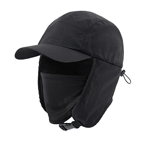 UPF50+ Waterproof Mens Earflaps Winter Fleece Lined Trooper Trapper Hat For Hunting Fishing Hiking_desvips.com