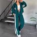 2025 Autumn Y2K Striped Zipper Top Jacket Casual Sports Suit For Women_desvips.com