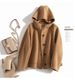 Women's Clothing quality double sided wool coat with hood and short button for women_desvips.com