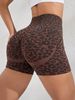 High Waisted Tummy Control Leopard Print Yoga Shorts Stretchy Fitness Wear For Women Outdoor Sports Peach Shaped Buttocks_desvips.com