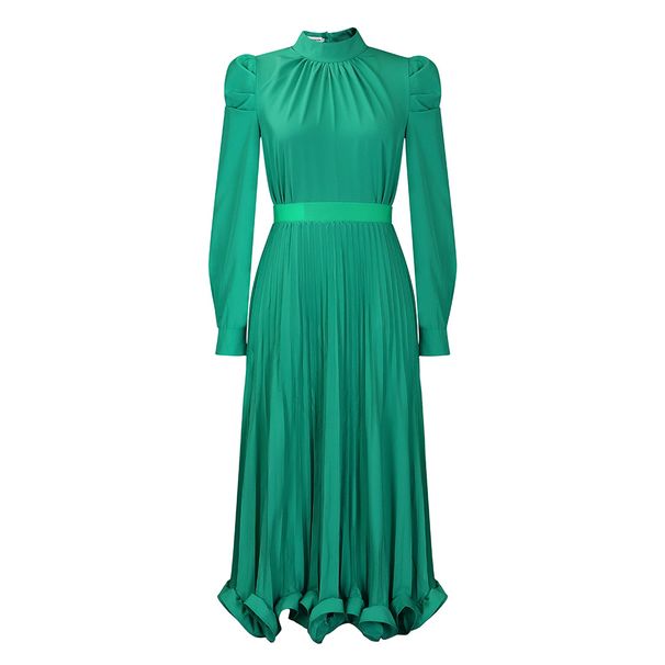 Women's Clothing women's autumn puff sleeve top pleated skirt two piece suit_desvips.com