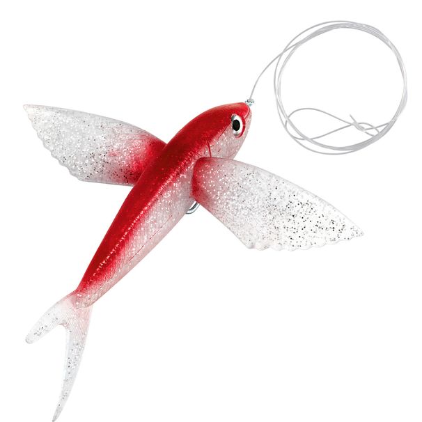 Flying Fish Rig Soft Plastic Lure Swimbait Glide Bait Trolling PVC Fork Tail For Saltwater Long Casting Mahi-Mahi Tuna Wahoo_desvips.com