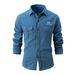 2025 Men's Spring And Autumn New European Size Washed Stretch Cotton Casual Fashion Long Sleeve Shirt_desvips.com