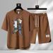 Men's Clothing Summer fashion brand new casual short sleeved sports five point pants two piece suit men's large size loose T shirt top_desvips.com