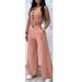 Women's clothing solid color short vest vest drape high waist wide leg pants suit_desvips.com