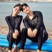 New Couple Zipper Diving Suit Men Surfing Conservative Slimming Boxer Student Long Sleeve Hot Spring Swimsuit_desvips.com