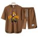Men's Clothing 2024 Waffle Casual Summer Suit Men's Loose Teen Short sleeved T shirt Shorts Handsome Two piece Suit_desvips.com