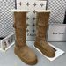 Warm Genuine Leather 2025 Winter New High Tube Snow Boots For Women Thick Belt Buckle Flat Bottom Fleece Lined Warm Shoes_desvips.com