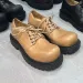 Stylish Comfortable Spring Autumn Leather Loafers Man Women Chunky Heel Business Round Toe Lace Up Vintage British Flair_desvips.com