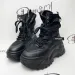 White Chunky Platform Motorcycle Women Buckle Lace Up Thick Bottom Ankle Boots Woman Autumn Fashion Vulcanized Shoes_desvips.com