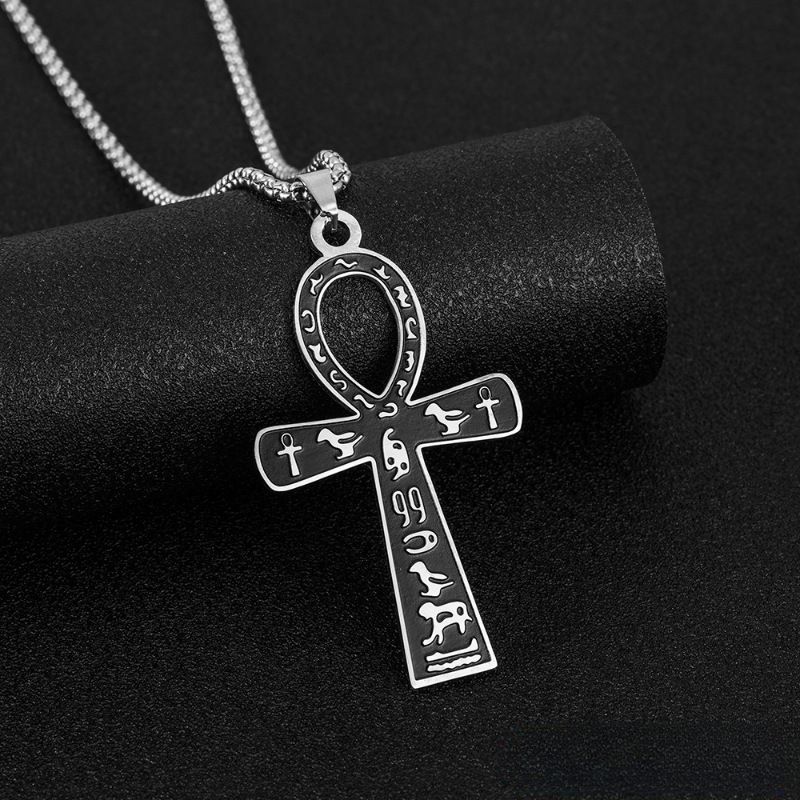 Ankh Cross Titanium Steel Pendant Niche Ancient Egyptian Symbol Necklace Men's Accessory_desvips.com