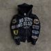 Street Hip Hop Printed Black Zipper Hoodie Y2k Harajuku Jacket Sweatshirt Women_desvips.com