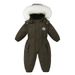 Kids Winter Snowsuit With Fur Hood - Waterproof Windproof Fleece-Lined One-Piece Jumpsuit For Boys And Girls (3-8 Years, 90-120cm)_desvips.com